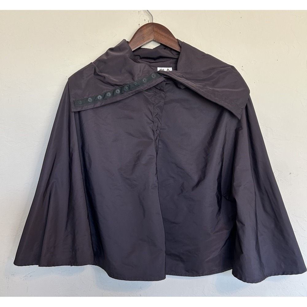 Planet By Lauren G 2 L XL Nylon Chic Cape Lagenlook Eggplant Oversized Crop Snap